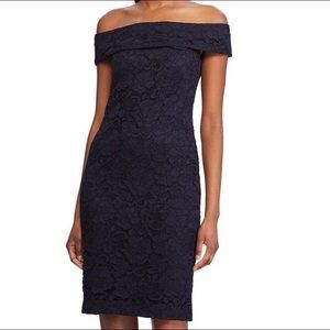 NWT Ralph Lauren Navy Lace Off Shoulder Dress - 10
